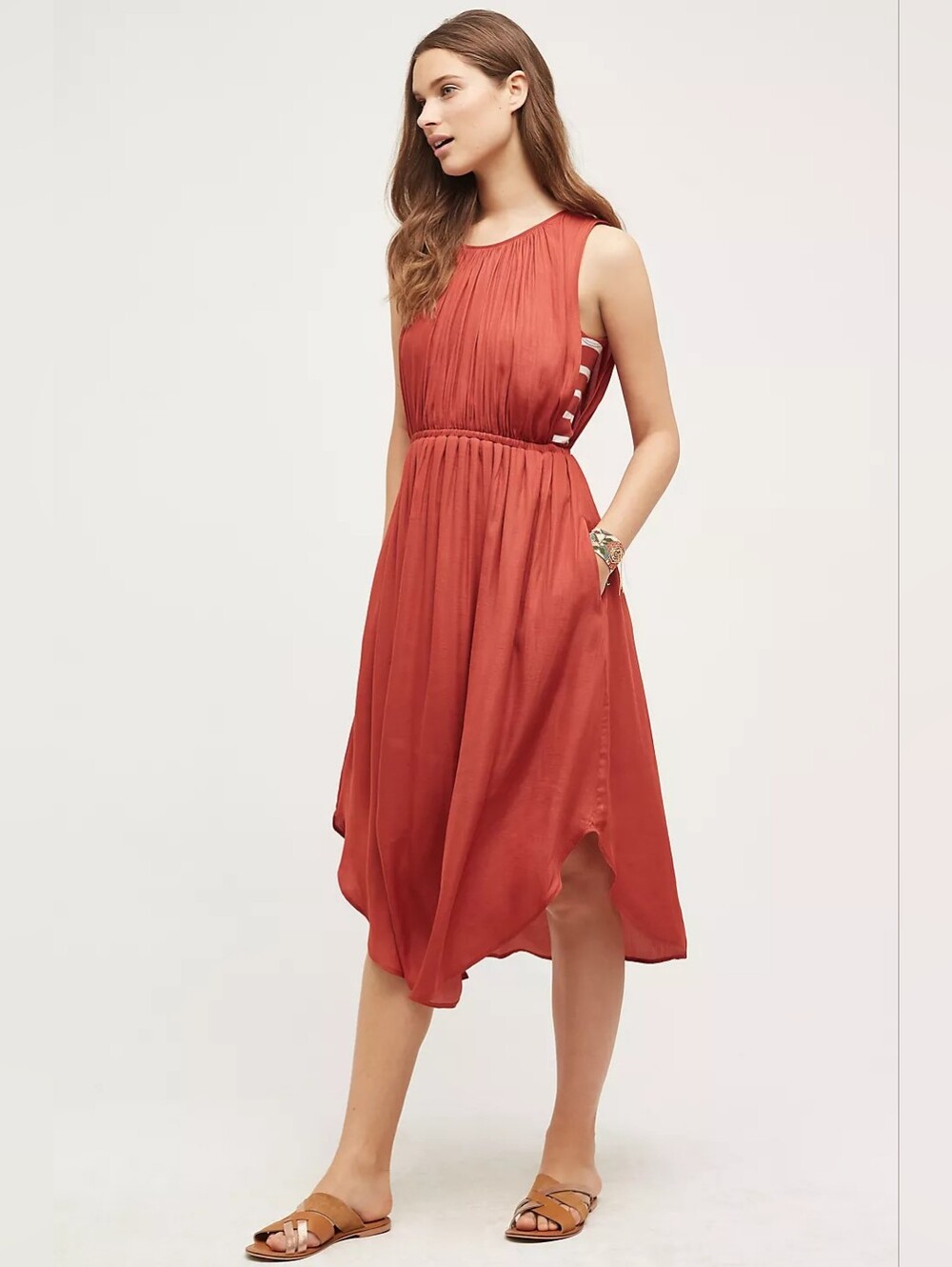 Dolan Left Coast from Anthropologie Sleeveless Costa Midi Dress in Rust -Size XS